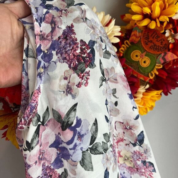 Cynthia Rowley Sleeveless Womens Floral Chiffon Blouse XTRA-LARGE XL White Pink - Picture 5 of 9